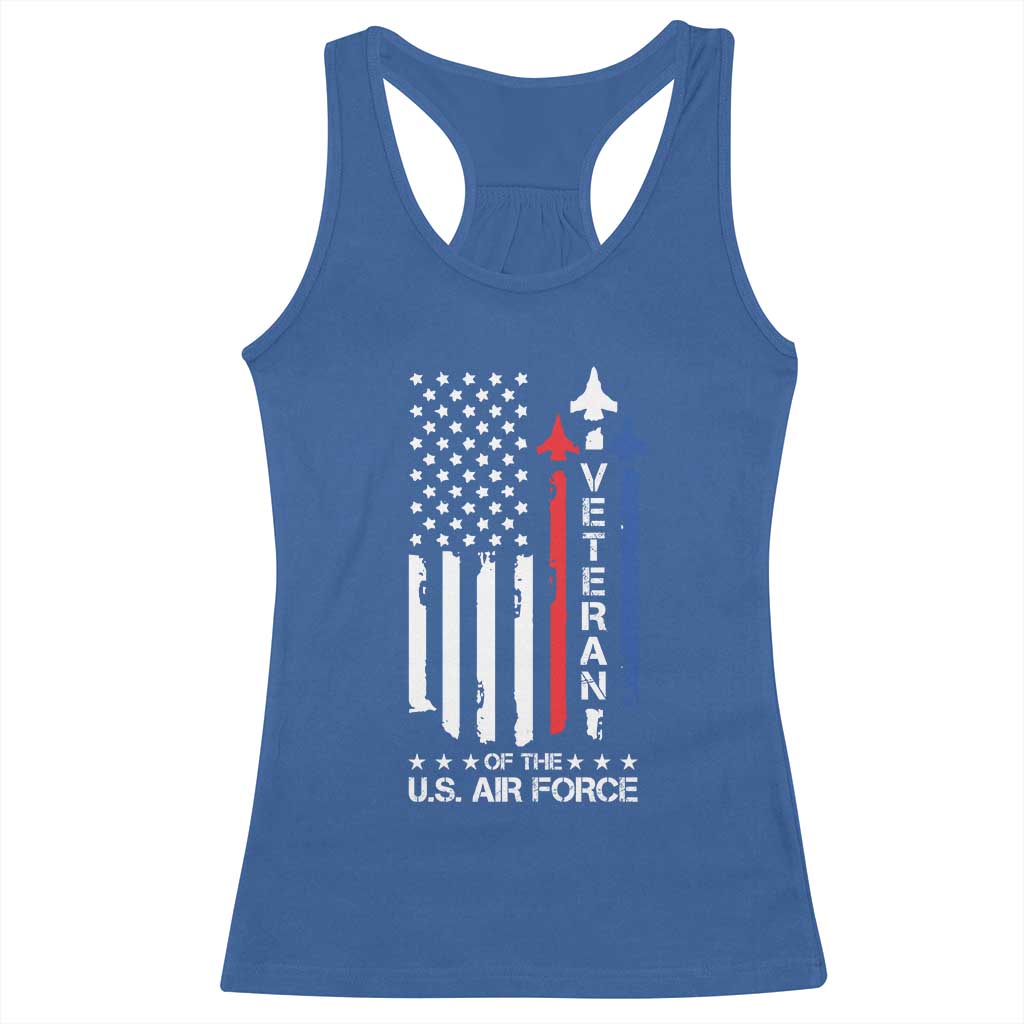 Air Force Veteran Racerback Tank Top Vintage US Flag TS10 Royal Blue Print Your Wear