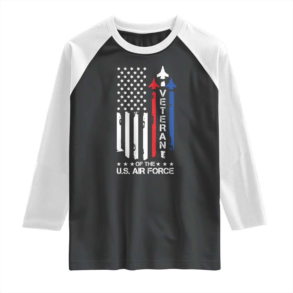 Air Force Veteran Raglan Shirt Vintage US Flag TS10 Black White Print Your Wear