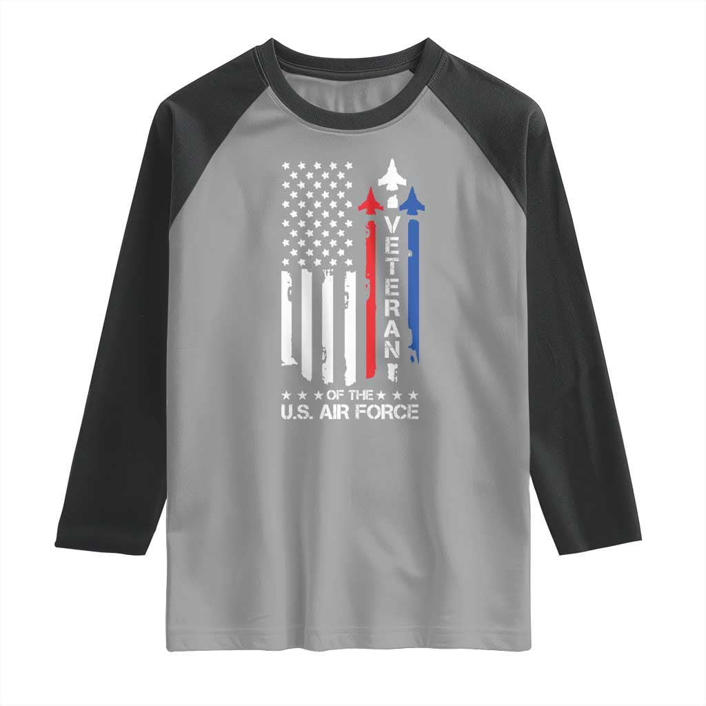 Air Force Veteran Raglan Shirt Vintage US Flag TS10 Sport Gray Black Print Your Wear