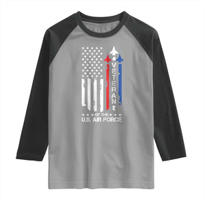 Air Force Veteran Raglan Shirt Vintage US Flag TS10 Sport Gray Black Print Your Wear