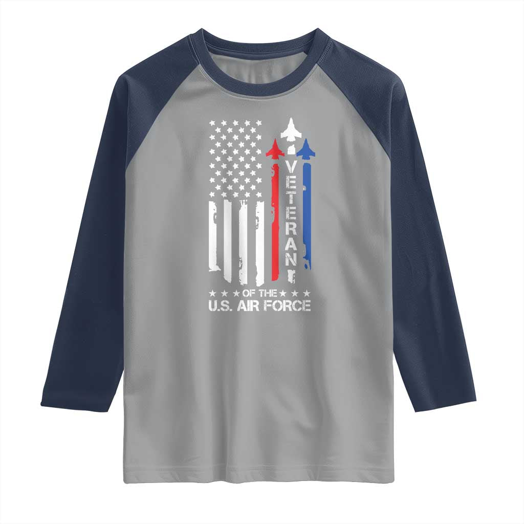 Air Force Veteran Raglan Shirt Vintage US Flag TS10 Sport Gray Navy Print Your Wear