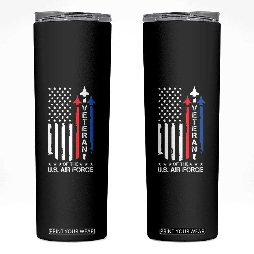 Air Force Veteran Skinny Tumbler Vintage US Flag TS10 Black Print Your Wear