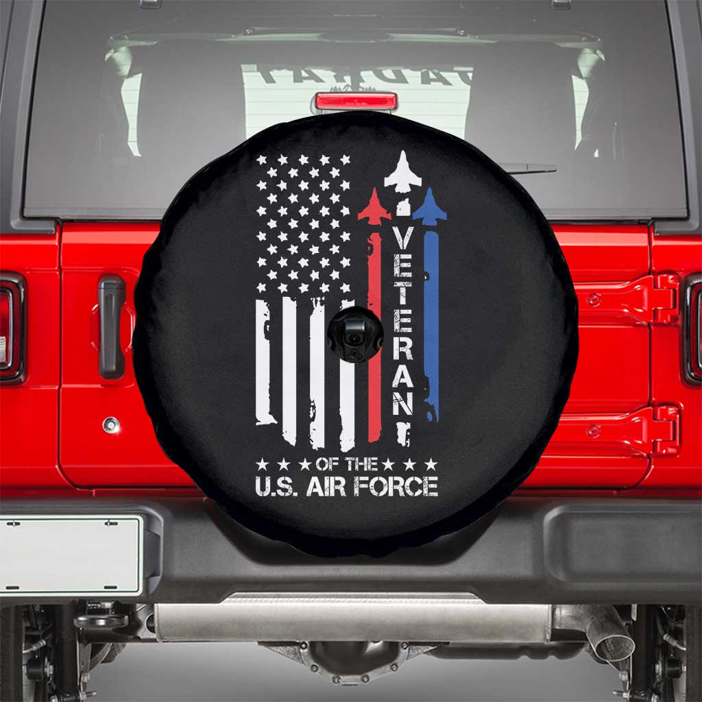 Air Force Veteran Spare Tire Cover Vintage US Flag TS10 Black Print Your Wear