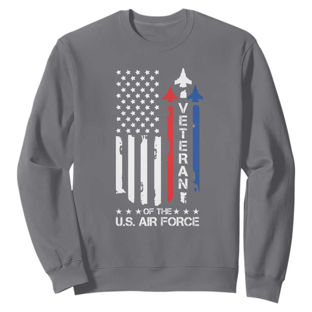 Air Force Veteran Sweatshirt Vintage US Flag TS10 Charcoal Print Your Wear
