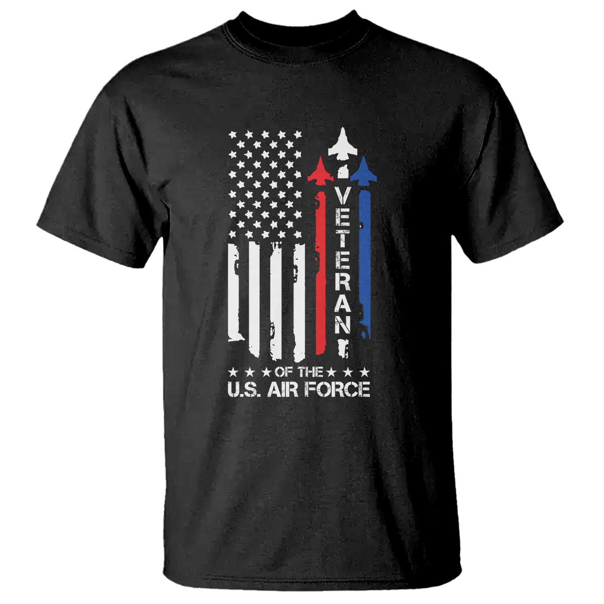 Air Force Veteran T Shirt Vintage US Flag TS10 Black Print Your Wear