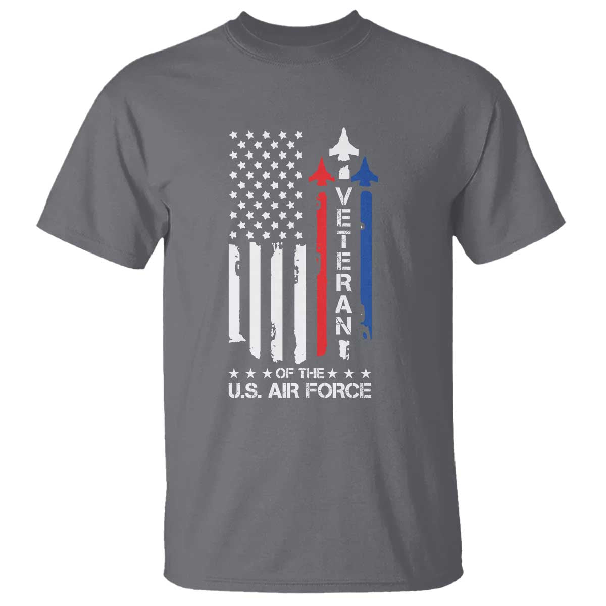 Air Force Veteran T Shirt Vintage US Flag TS10 Charcoal Print Your Wear