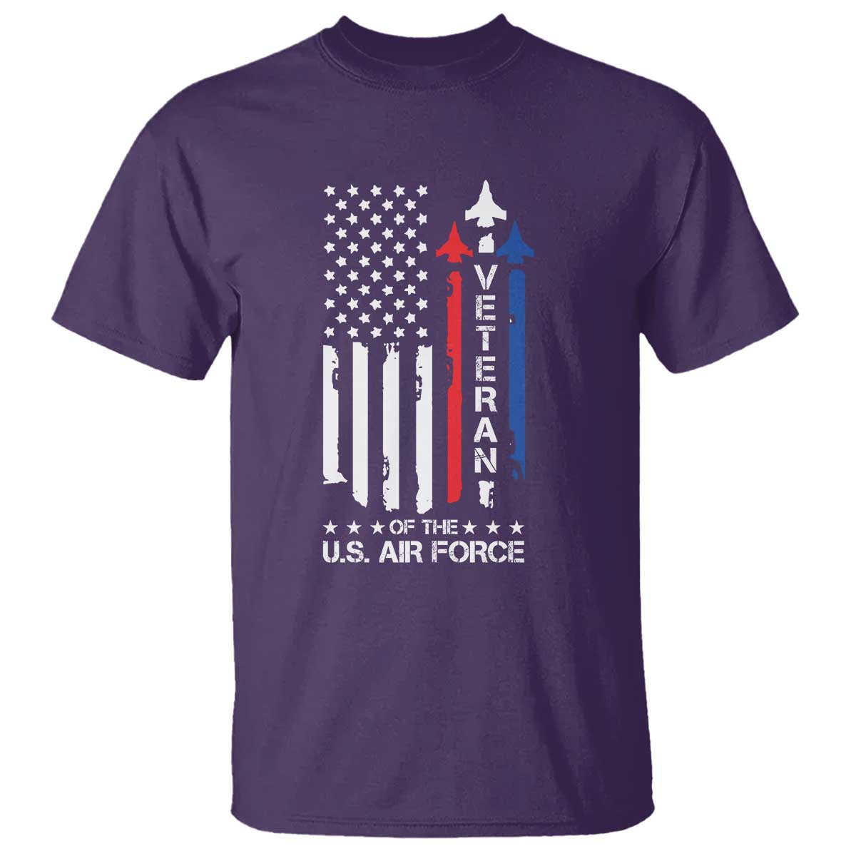 Air Force Veteran T Shirt Vintage US Flag TS10 Purple Print Your Wear