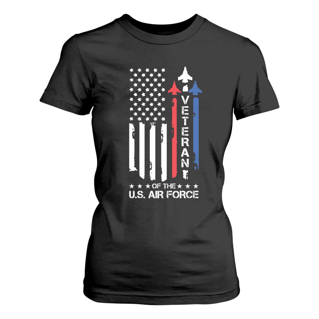 Air Force Veteran T Shirt For Women Vintage US Flag TS10 Black Print Your Wear
