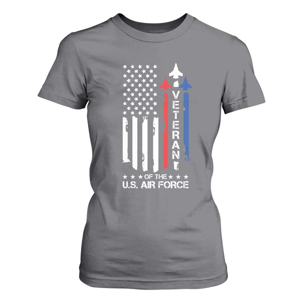 Air Force Veteran T Shirt For Women Vintage US Flag TS10 Charcoal Print Your Wear