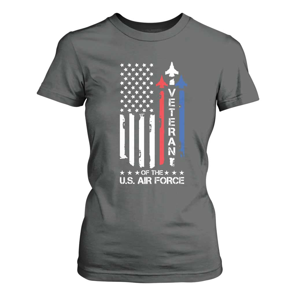 Air Force Veteran T Shirt For Women Vintage US Flag TS10 Dark Heather Print Your Wear
