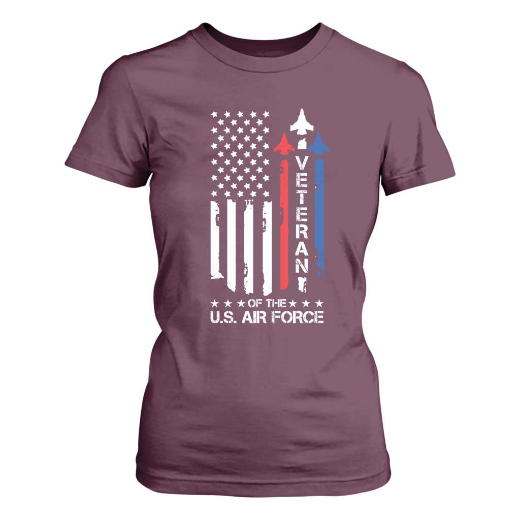 Air Force Veteran T Shirt For Women Vintage US Flag TS10 Maroon Print Your Wear