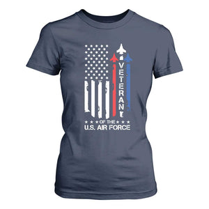 Air Force Veteran T Shirt For Women Vintage US Flag TS10 Navy Print Your Wear