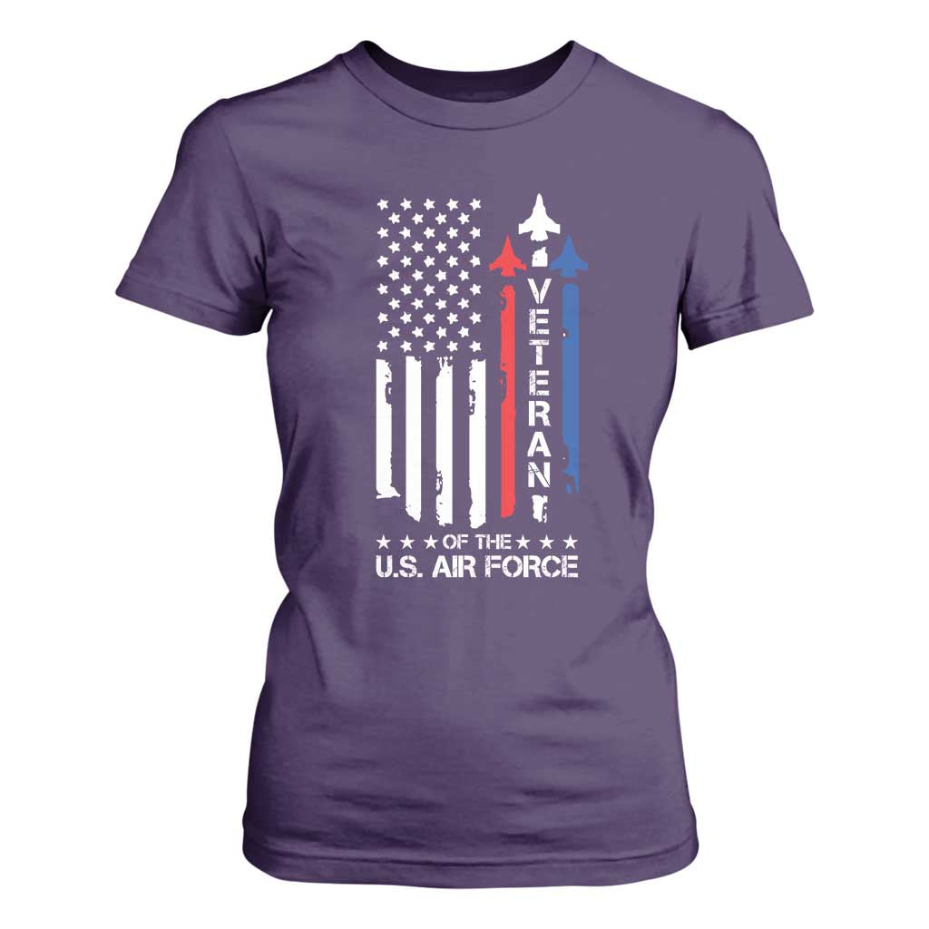 Air Force Veteran T Shirt For Women Vintage US Flag TS10 Purple Print Your Wear