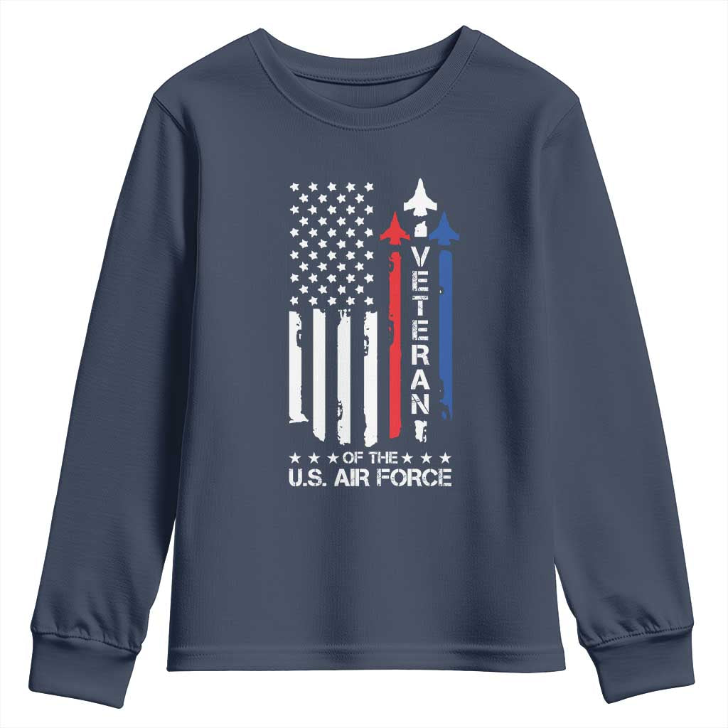 Air Force Veteran Youth Sweatshirt Vintage US Flag TS10 Navy Print Your Wear
