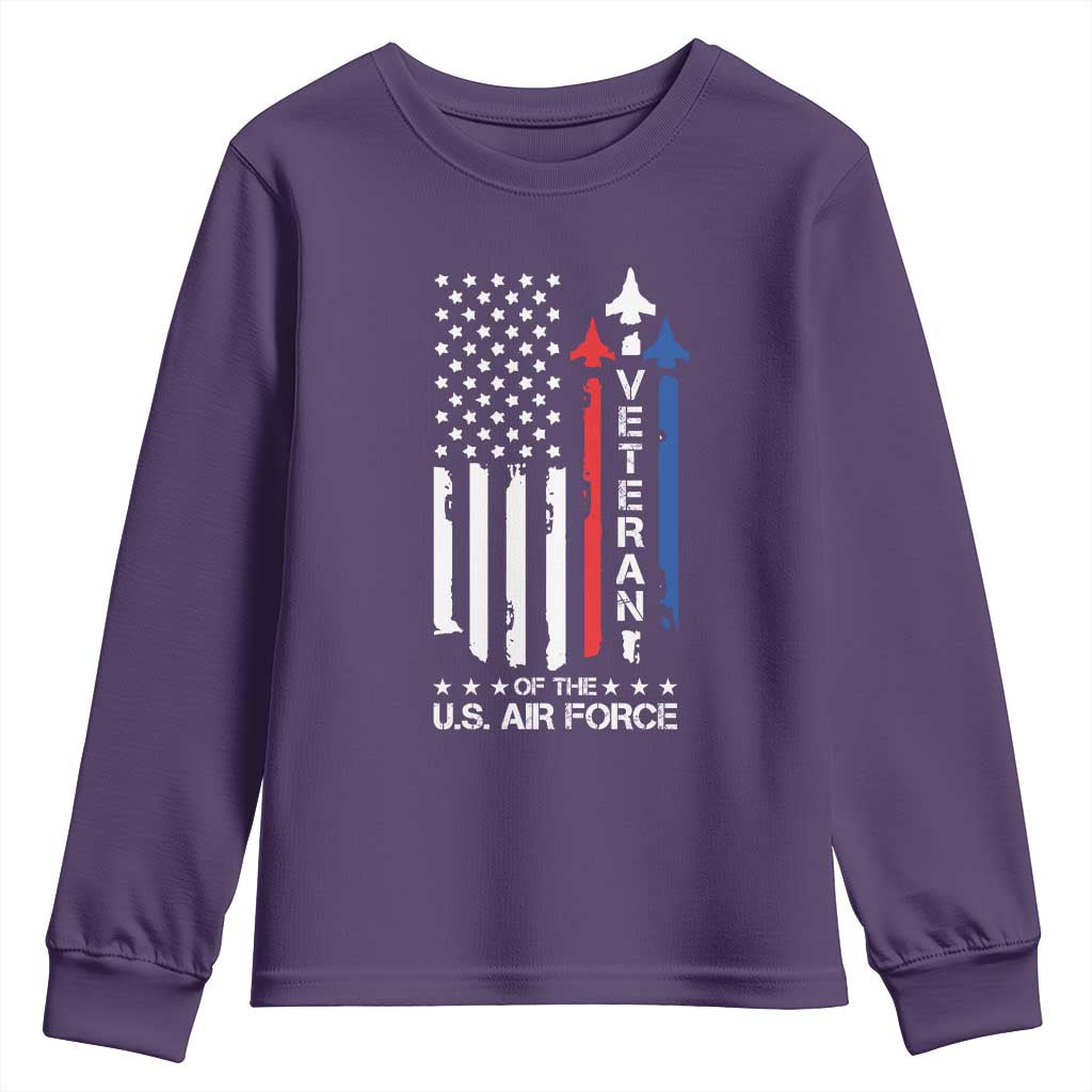 Air Force Veteran Youth Sweatshirt Vintage US Flag TS10 Purple Print Your Wear