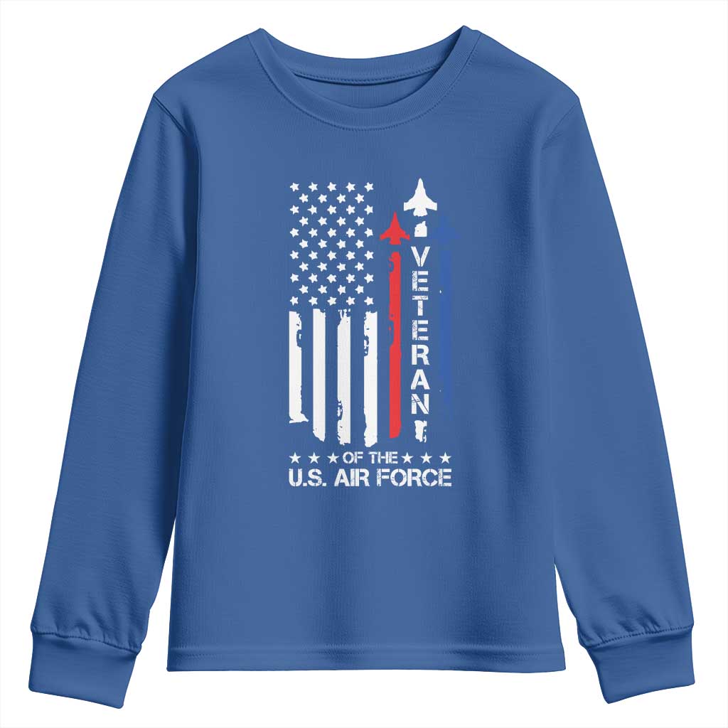Air Force Veteran Youth Sweatshirt Vintage US Flag TS10 Royal Blue Print Your Wear