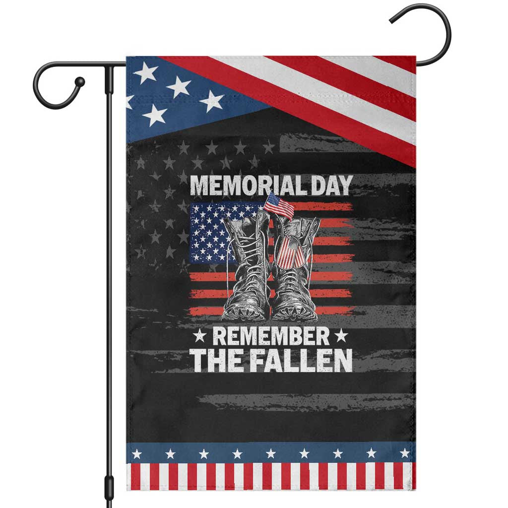 Memorial Day Remember The Fallen Garden Flag - Veteran Military Vintage USA Flag TS10 Distressed Black Blue Print Your Wear
