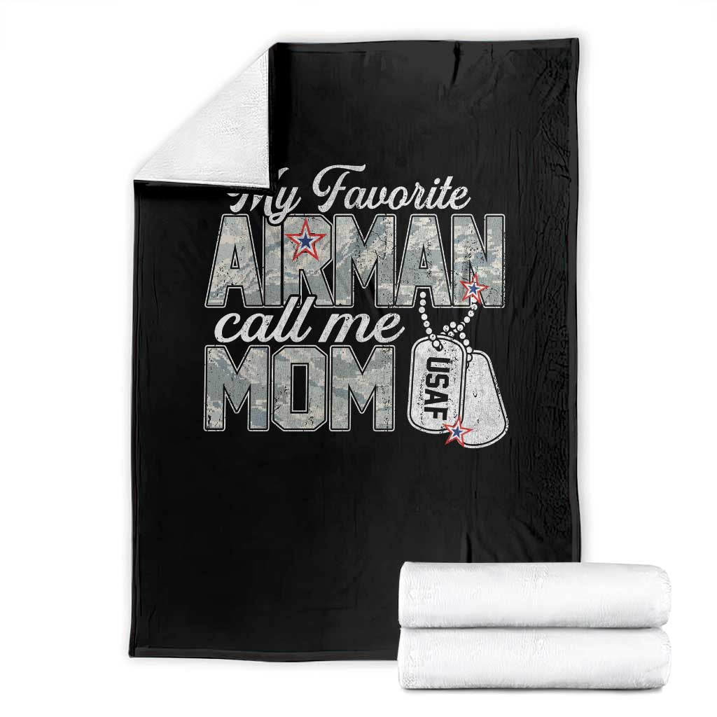 Proud Air Force Family Throw Blanket My Favorite Airman Calls Me Mom TS10 Black Print Your Wear