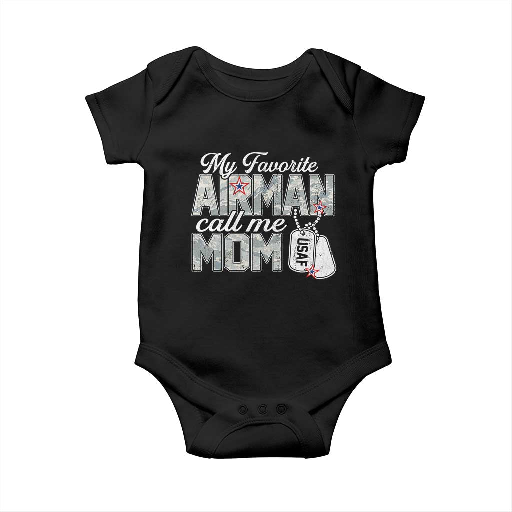 Proud Air Force Family Baby Onesie My Favorite Airman Calls Me Mom TS10 Black Print Your Wear