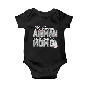 Proud Air Force Family Baby Onesie My Favorite Airman Calls Me Mom TS10 Black Print Your Wear