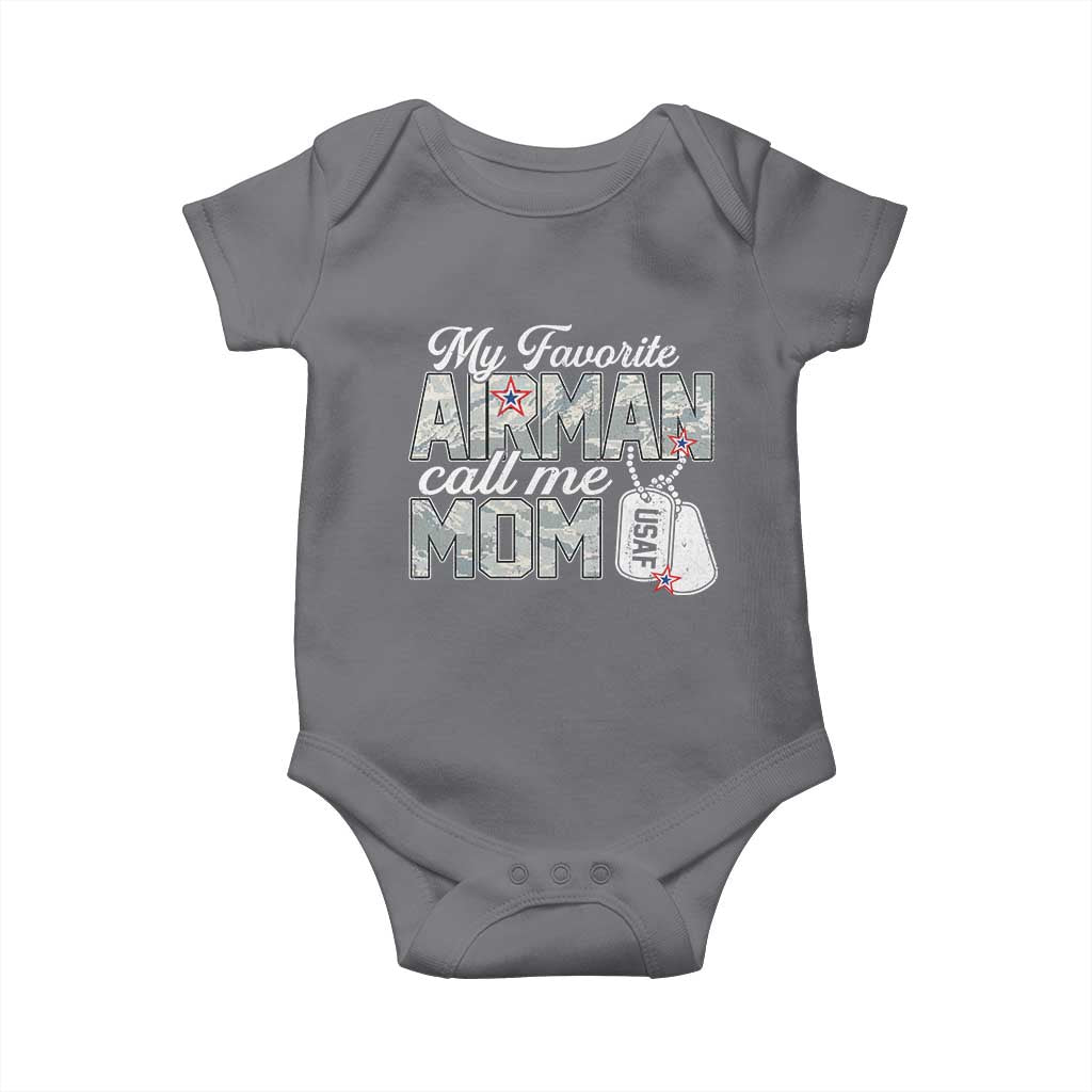 Proud Air Force Family Baby Onesie My Favorite Airman Calls Me Mom TS10 Charcoal Print Your Wear
