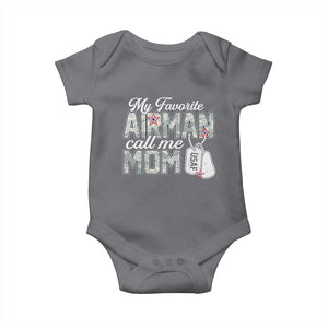 Proud Air Force Family Baby Onesie My Favorite Airman Calls Me Mom TS10 Charcoal Print Your Wear