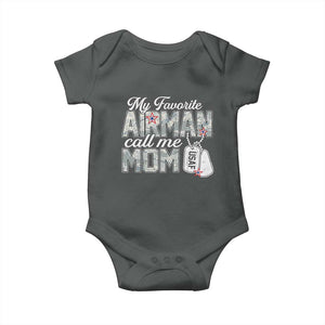 Proud Air Force Family Baby Onesie My Favorite Airman Calls Me Mom TS10 Dark Heather Print Your Wear