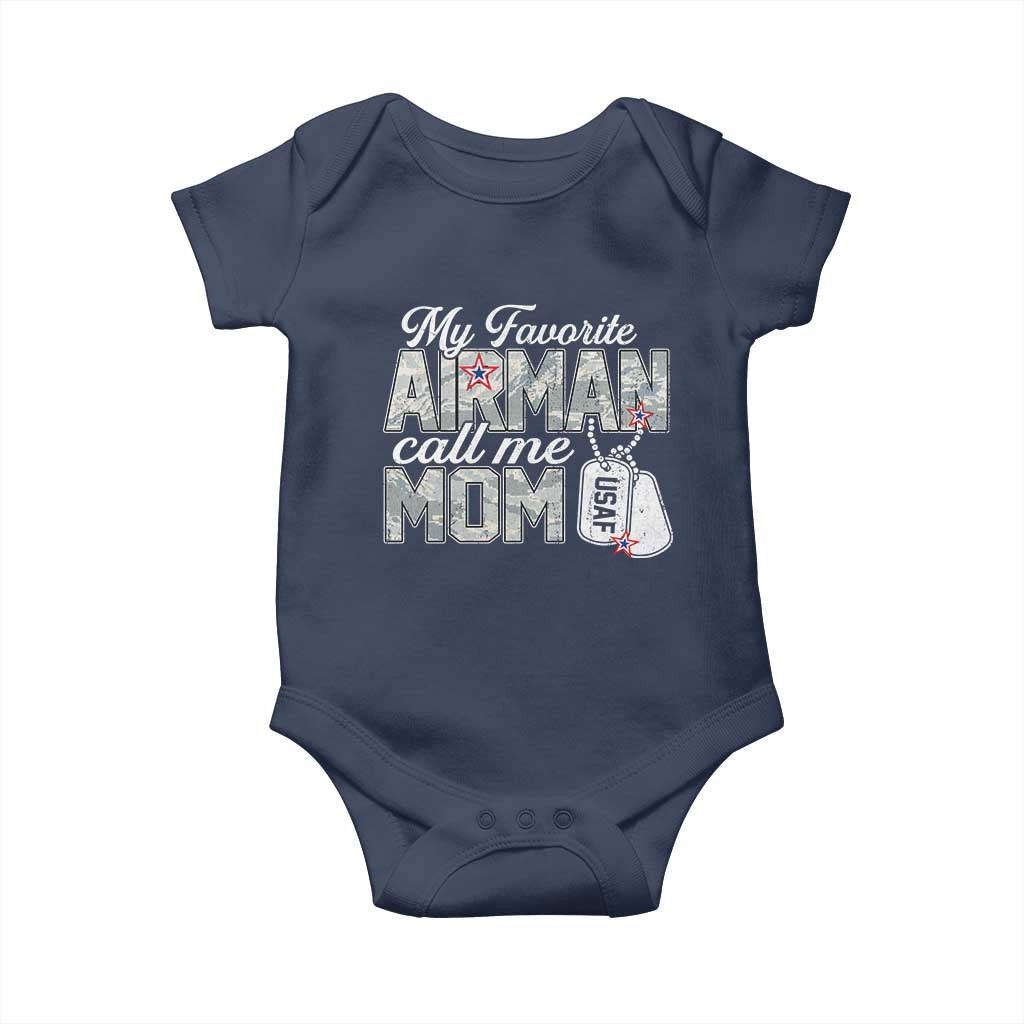 Proud Air Force Family Baby Onesie My Favorite Airman Calls Me Mom TS10 Navy Print Your Wear