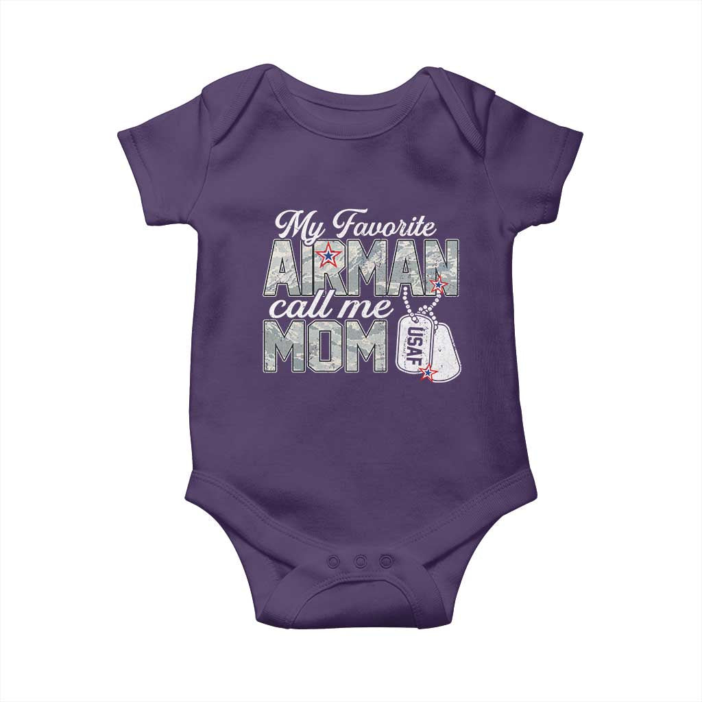 Proud Air Force Family Baby Onesie My Favorite Airman Calls Me Mom TS10 Purple Print Your Wear