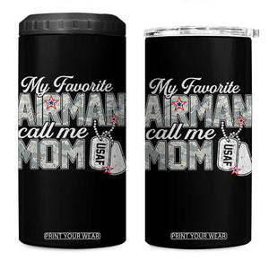 Proud Air Force Family 4 in 1 Can Cooler Tumbler My Favorite Airman Calls Me Mom TS10 One Size: 16 oz Black Print Your Wear