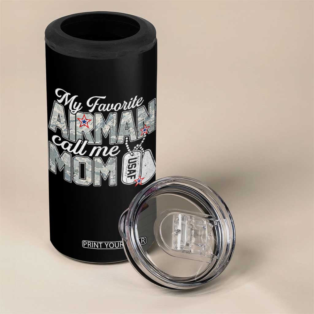 Proud Air Force Family 4 in 1 Can Cooler Tumbler My Favorite Airman Calls Me Mom TS10 Print Your Wear