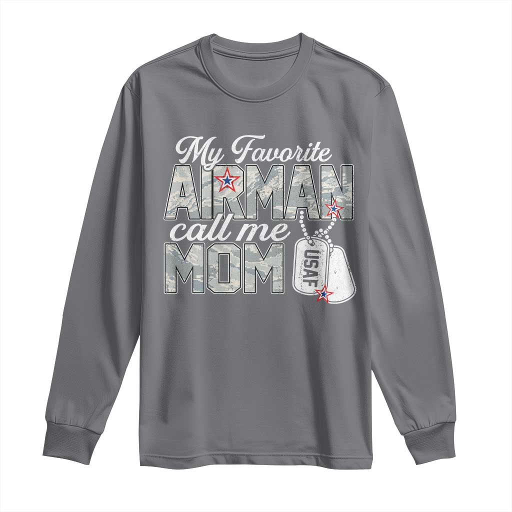 Proud Air Force Family Long Sleeve Shirt My Favorite Airman Calls Me Mom TS10 Charcoal Print Your Wear