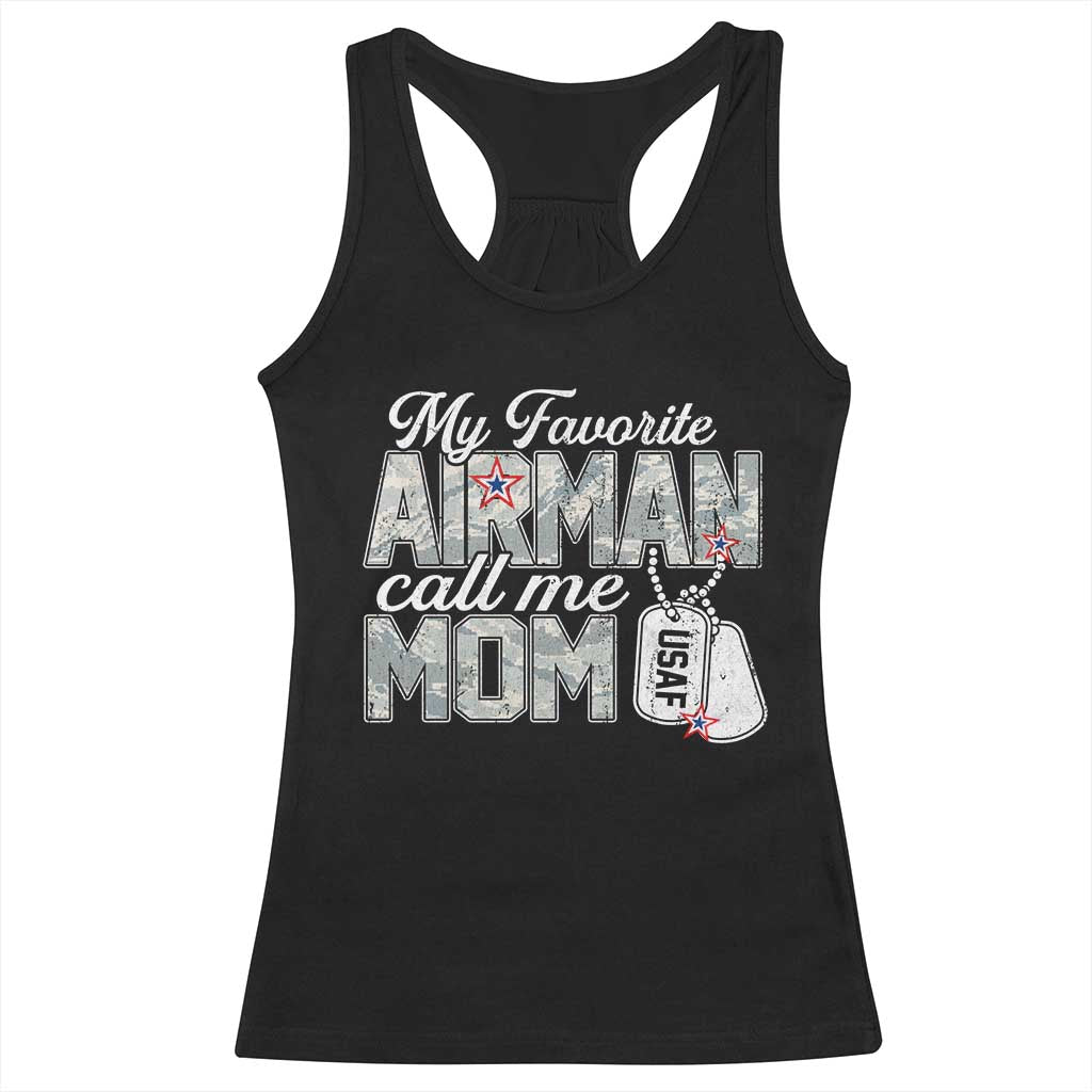 Proud Air Force Family Racerback Tank Top My Favorite Airman Calls Me Mom TS10 Black Print Your Wear