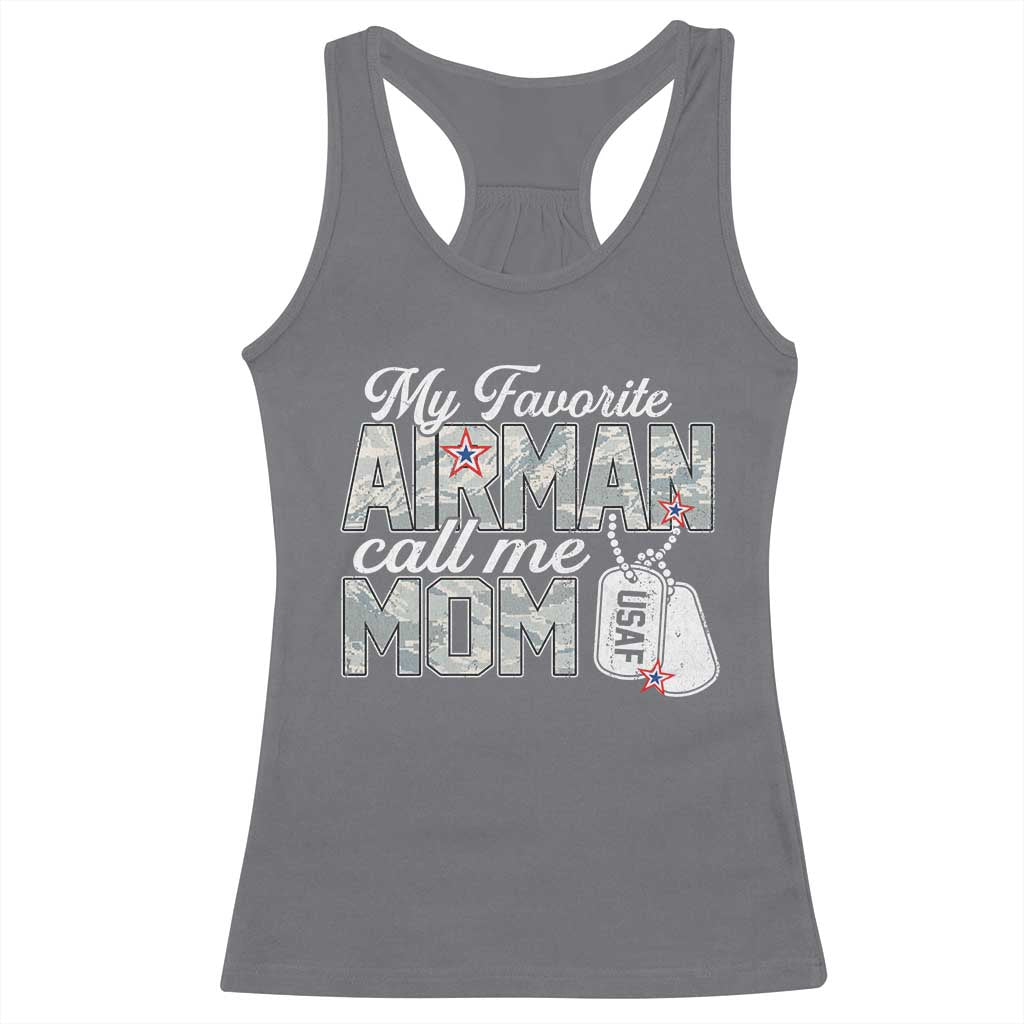 Proud Air Force Family Racerback Tank Top My Favorite Airman Calls Me Mom TS10 Charcoal Print Your Wear