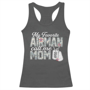 Proud Air Force Family Racerback Tank Top My Favorite Airman Calls Me Mom TS10 Dark Heather Print Your Wear