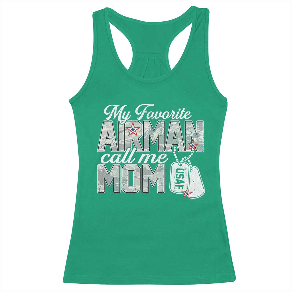 Proud Air Force Family Racerback Tank Top My Favorite Airman Calls Me Mom TS10 Irish Green Print Your Wear