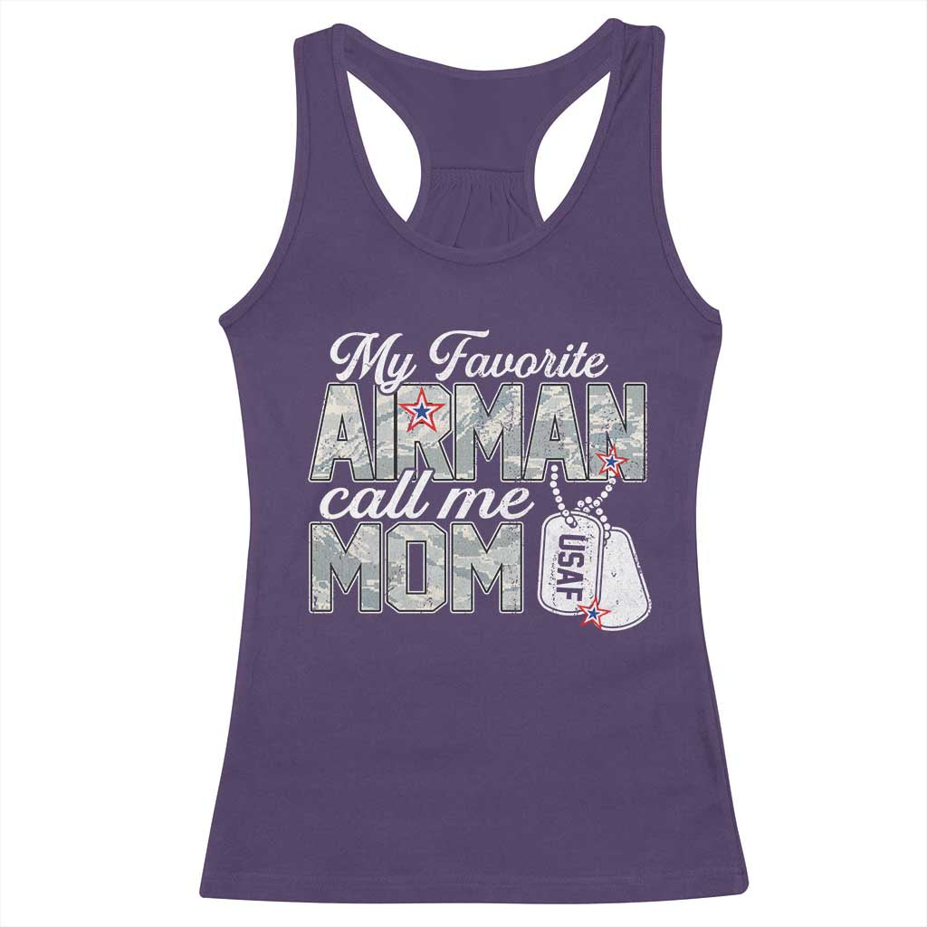 Proud Air Force Family Racerback Tank Top My Favorite Airman Calls Me Mom TS10 Purple Print Your Wear