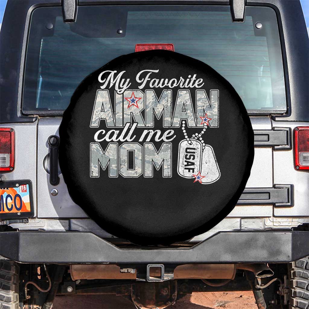 Proud Air Force Family Spare Tire Cover My Favorite Airman Calls Me Mom TS10 No hole Black Print Your Wear