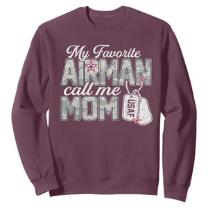 Proud Air Force Family Sweatshirt My Favorite Airman Calls Me Mom TS10 Maroon Print Your Wear