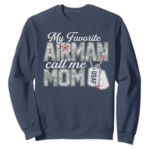 Proud Air Force Family Sweatshirt My Favorite Airman Calls Me Mom TS10 Navy Print Your Wear