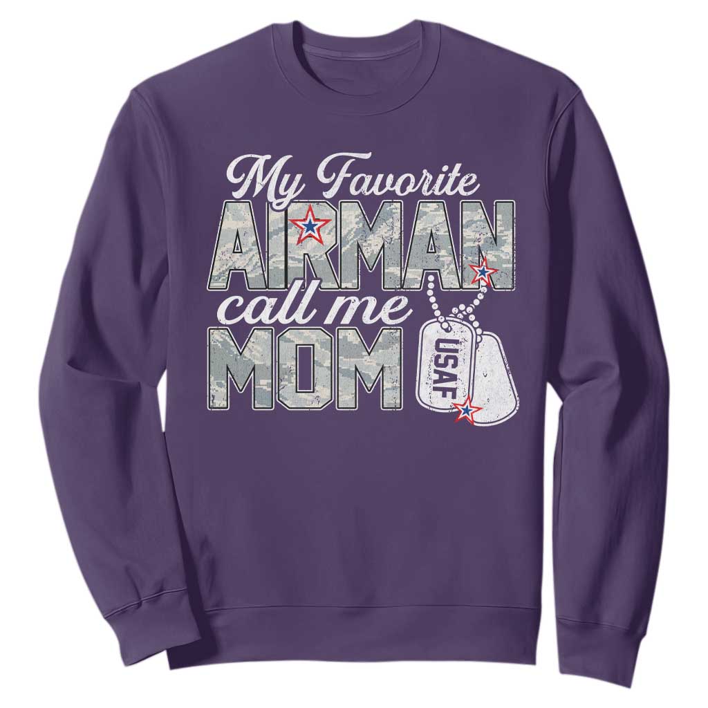 Proud Air Force Family Sweatshirt My Favorite Airman Calls Me Mom TS10 Purple Print Your Wear