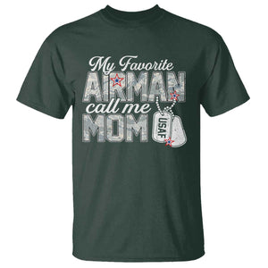 Proud Air Force Family T Shirt My Favorite Airman Calls Me Mom TS10 Dark Forest Green Print Your Wear