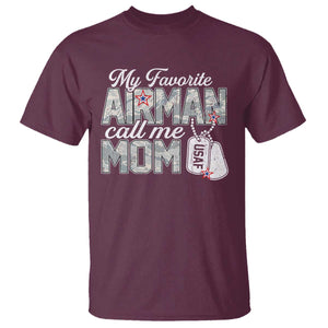 Proud Air Force Family T Shirt My Favorite Airman Calls Me Mom TS10 Maroon Print Your Wear