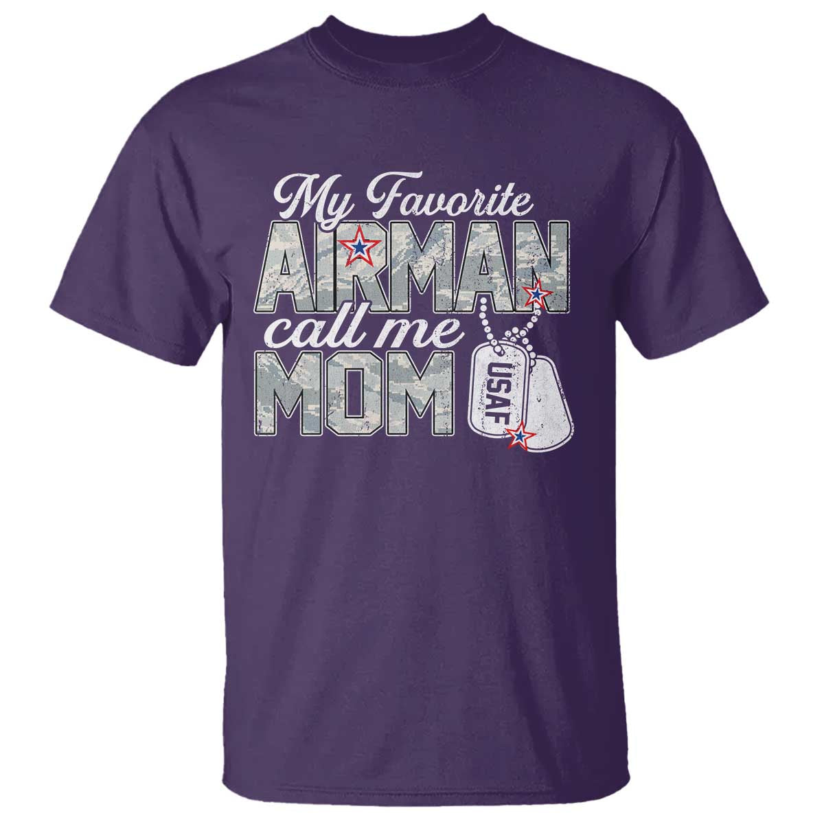 Proud Air Force Family T Shirt My Favorite Airman Calls Me Mom TS10 Purple Print Your Wear