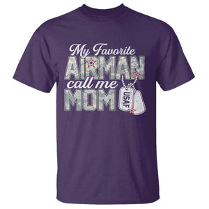 Proud Air Force Family T Shirt My Favorite Airman Calls Me Mom TS10 Purple Print Your Wear