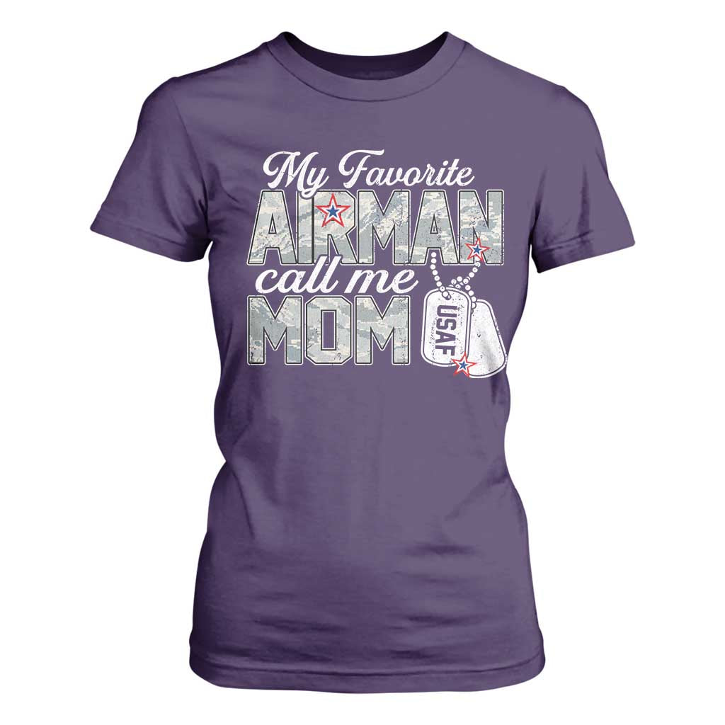 Proud Air Force Family T Shirt For Women My Favorite Airman Calls Me Mom TS10 Purple Print Your Wear