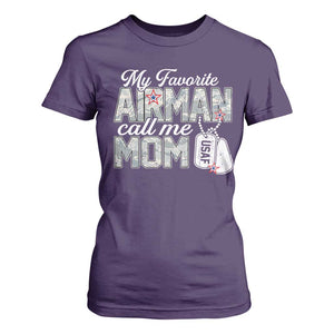 Proud Air Force Family T Shirt For Women My Favorite Airman Calls Me Mom TS10 Purple Print Your Wear