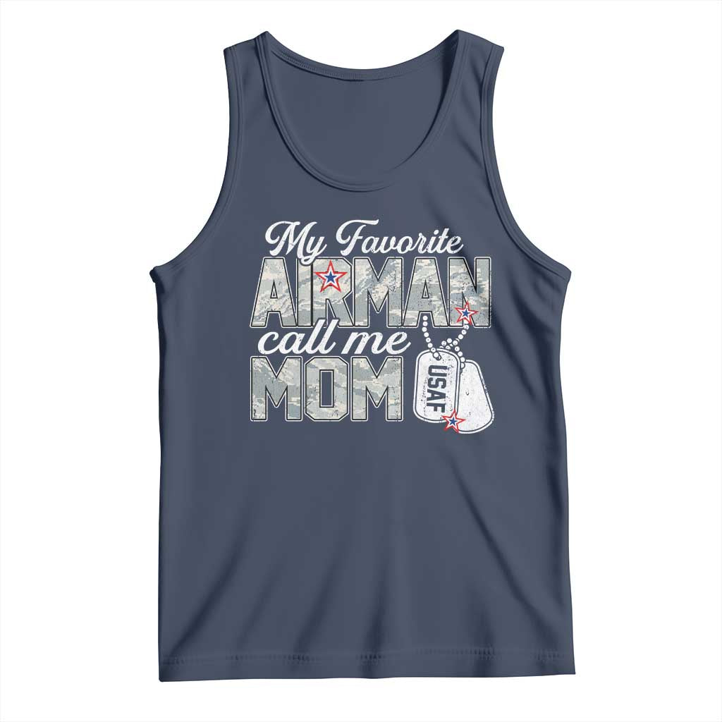 Proud Air Force Family Tank Top My Favorite Airman Calls Me Mom TS10 Navy Print Your Wear