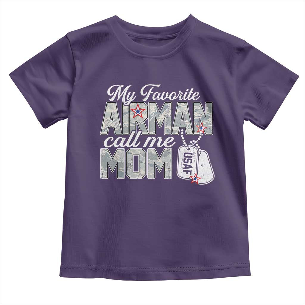 Proud Air Force Family Toddler T Shirt My Favorite Airman Calls Me Mom TS10 Purple Print Your Wear