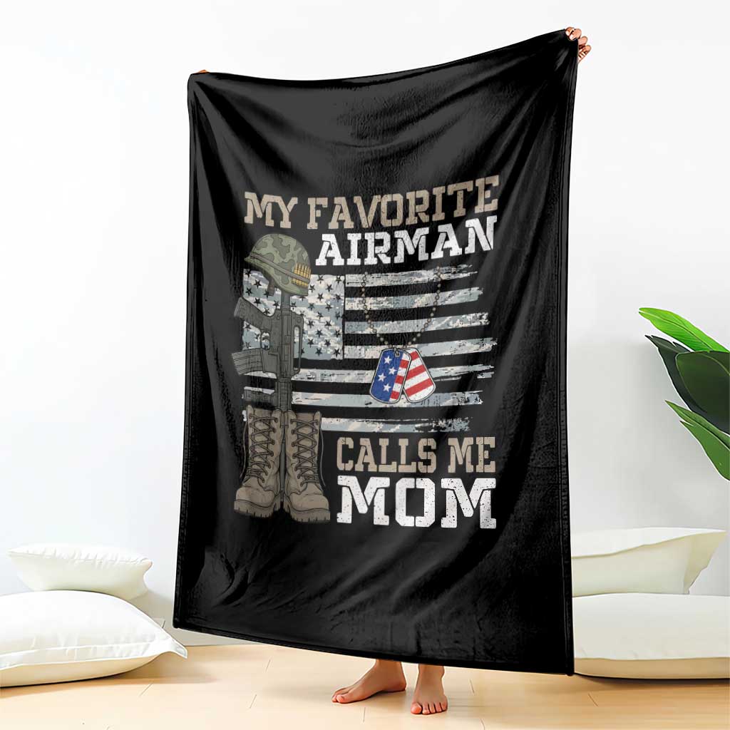 Proud Air Force Mom Throw Blanket My Favorite Airman Military Family Camo US Flag TS10 Print Your Wear